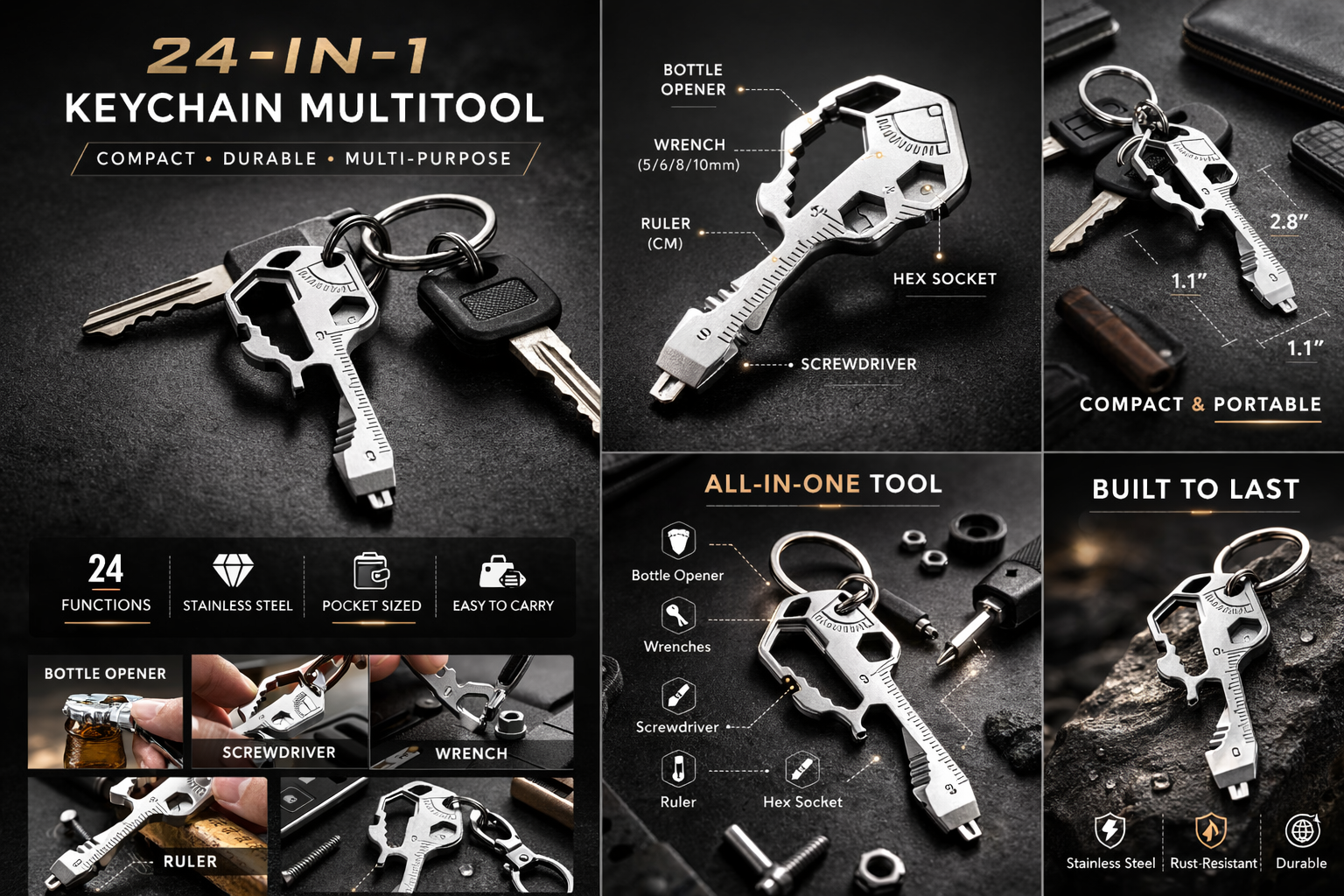 Stainless Steel Multitool Key